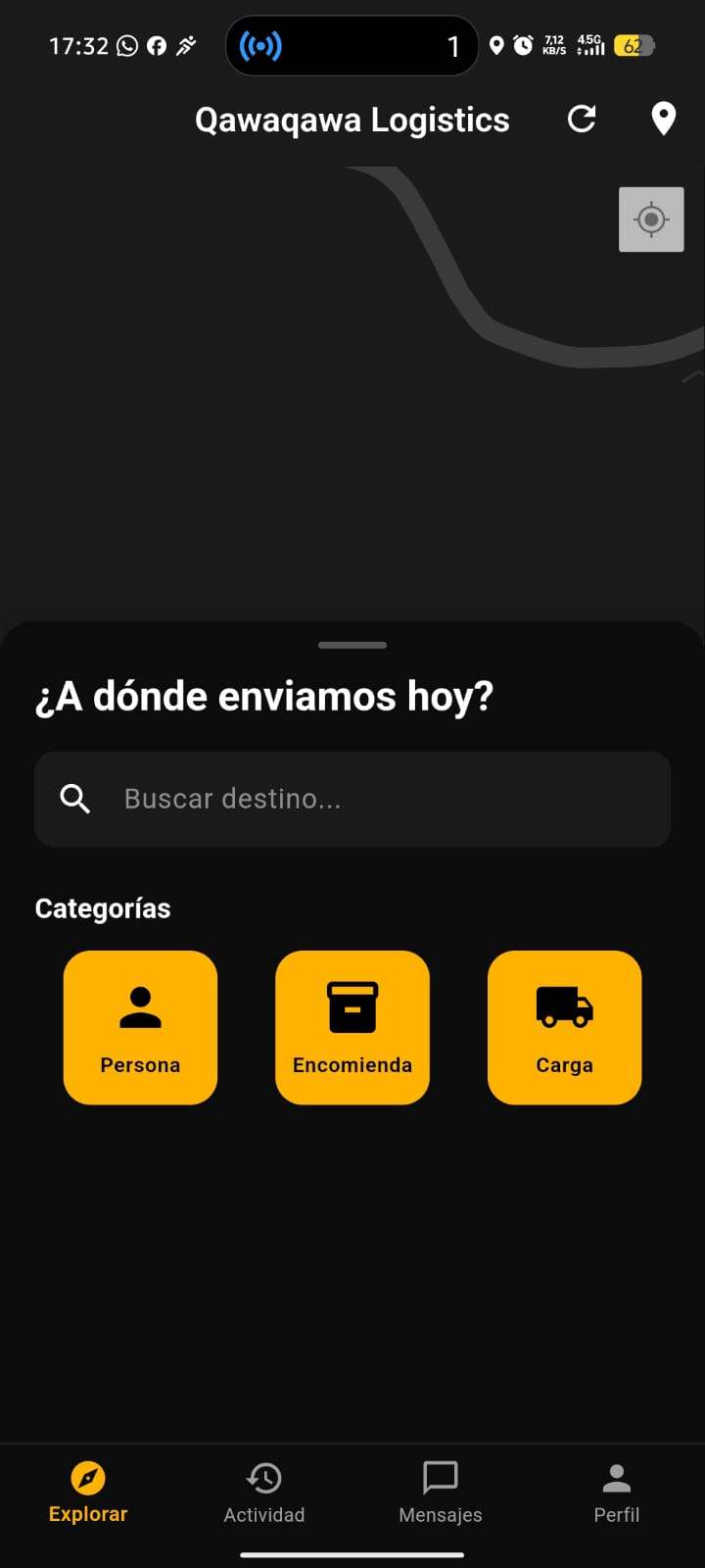 Interfaz del mapa en tiempo real de Qawaqawa